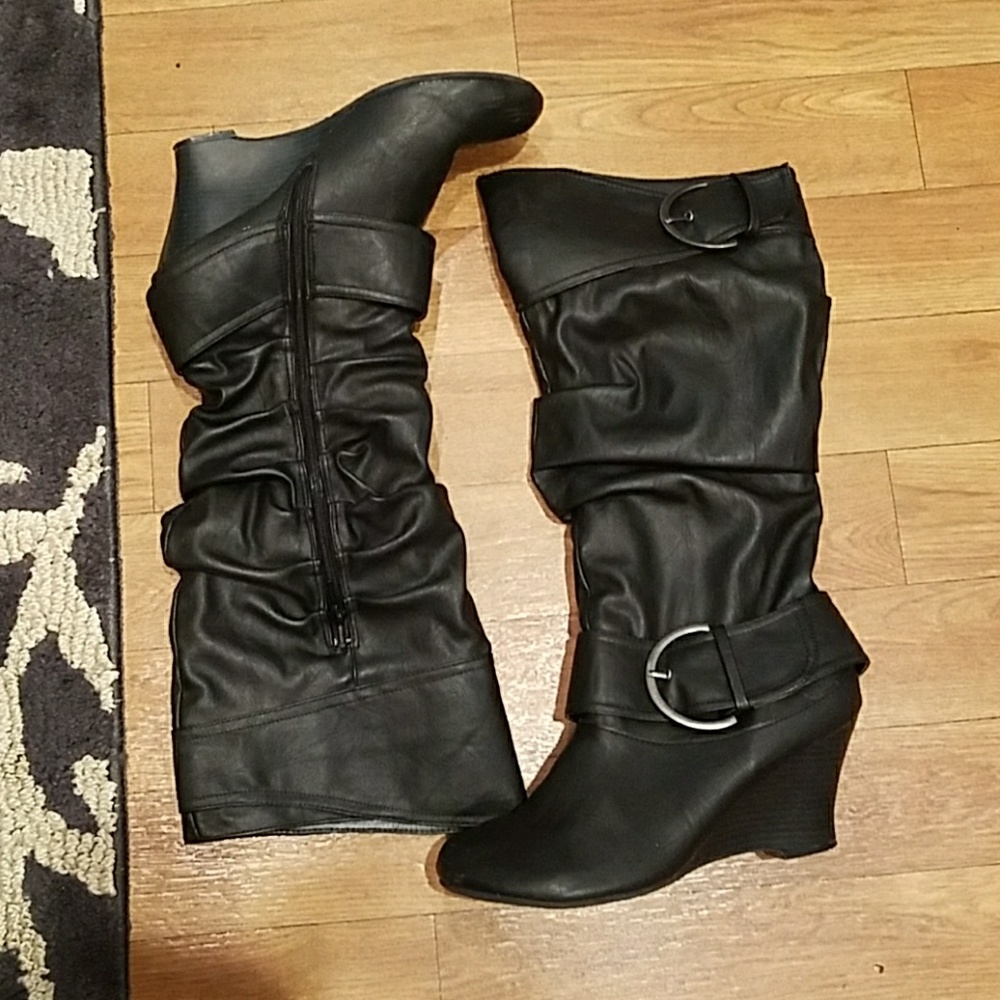 Great condition black tall boots with buckles