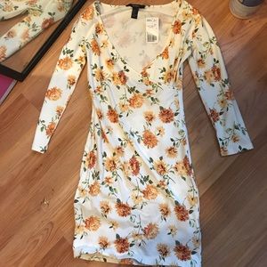 Faux Wrap Floral Mini Dress