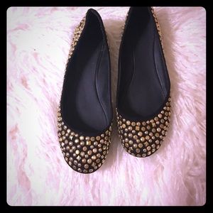 Black Rhinestone Flats