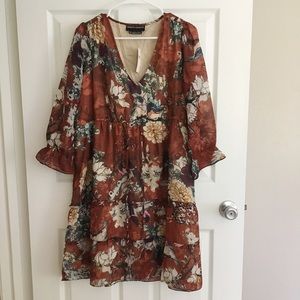 Anthro Burnt Orange Silk Dress