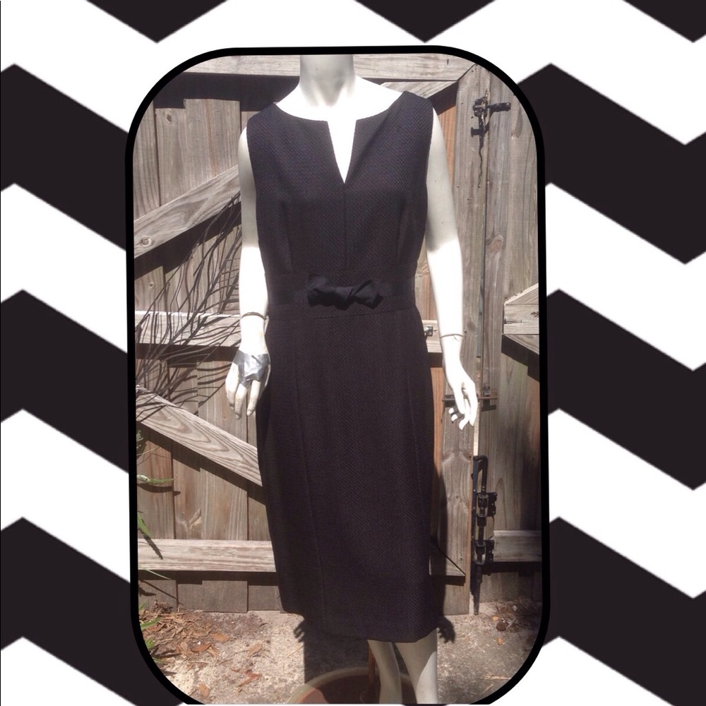Talbots Black Textured Bow Dress 14
