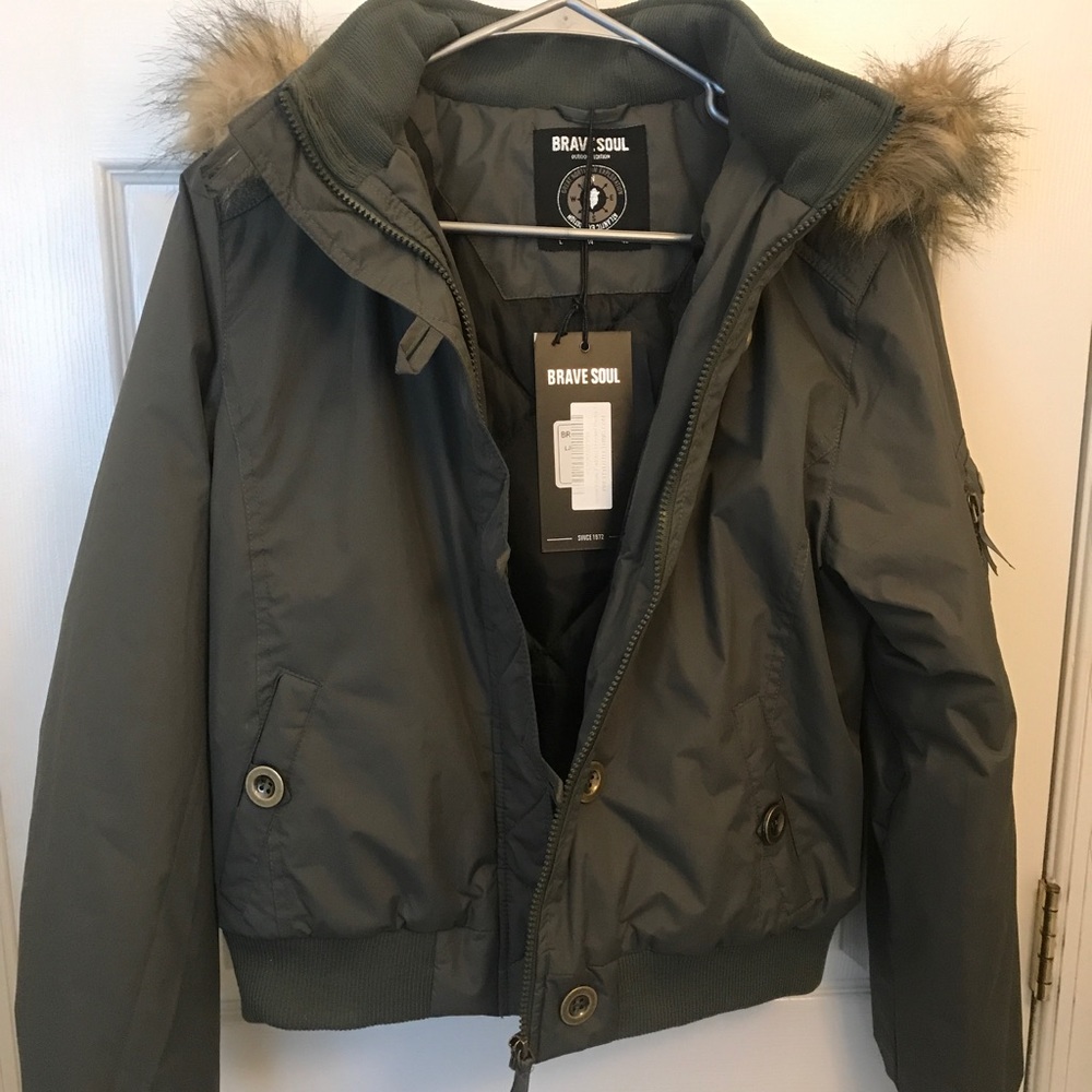 ✨NEW ✨BRAVE SOUL faux-fur khaki Hooded Parka