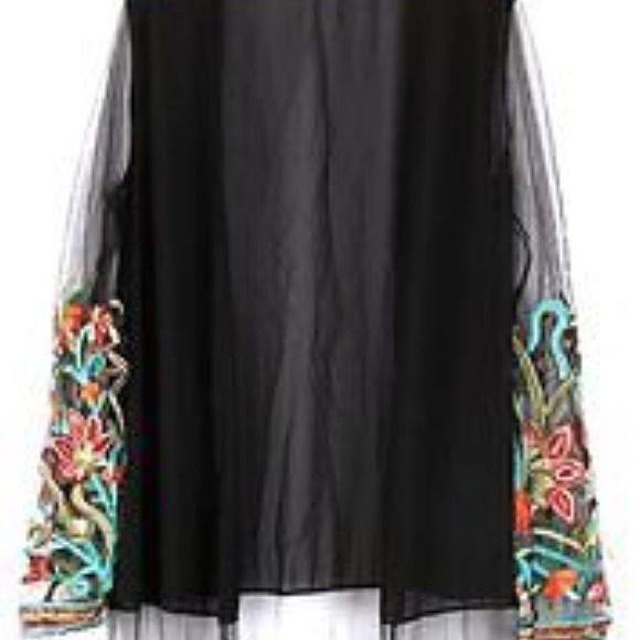 EMBROIDERED BLACK FRINGE KIMINO - Picture 4 of 4