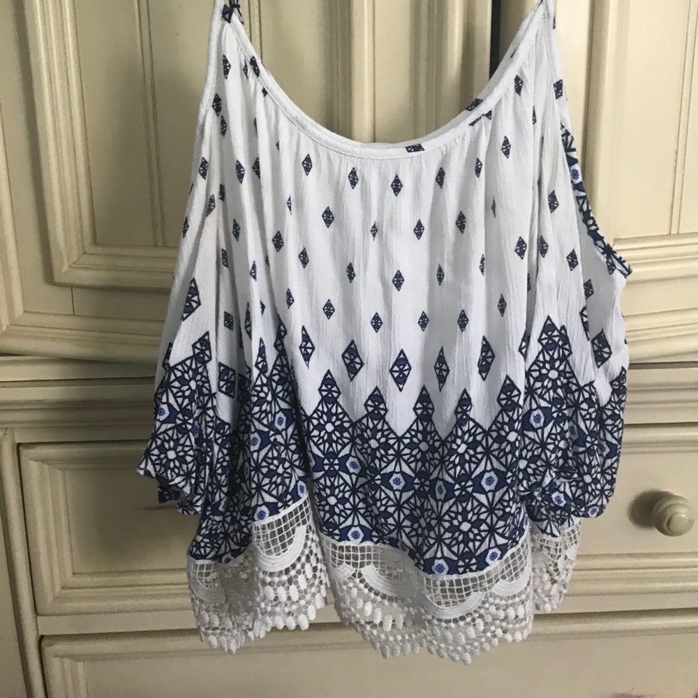 off the shoulder pattern shirt