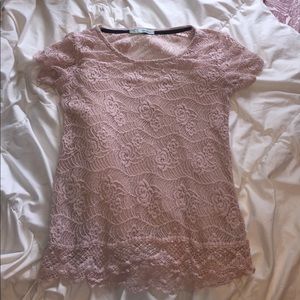 Baby pink lacey tee