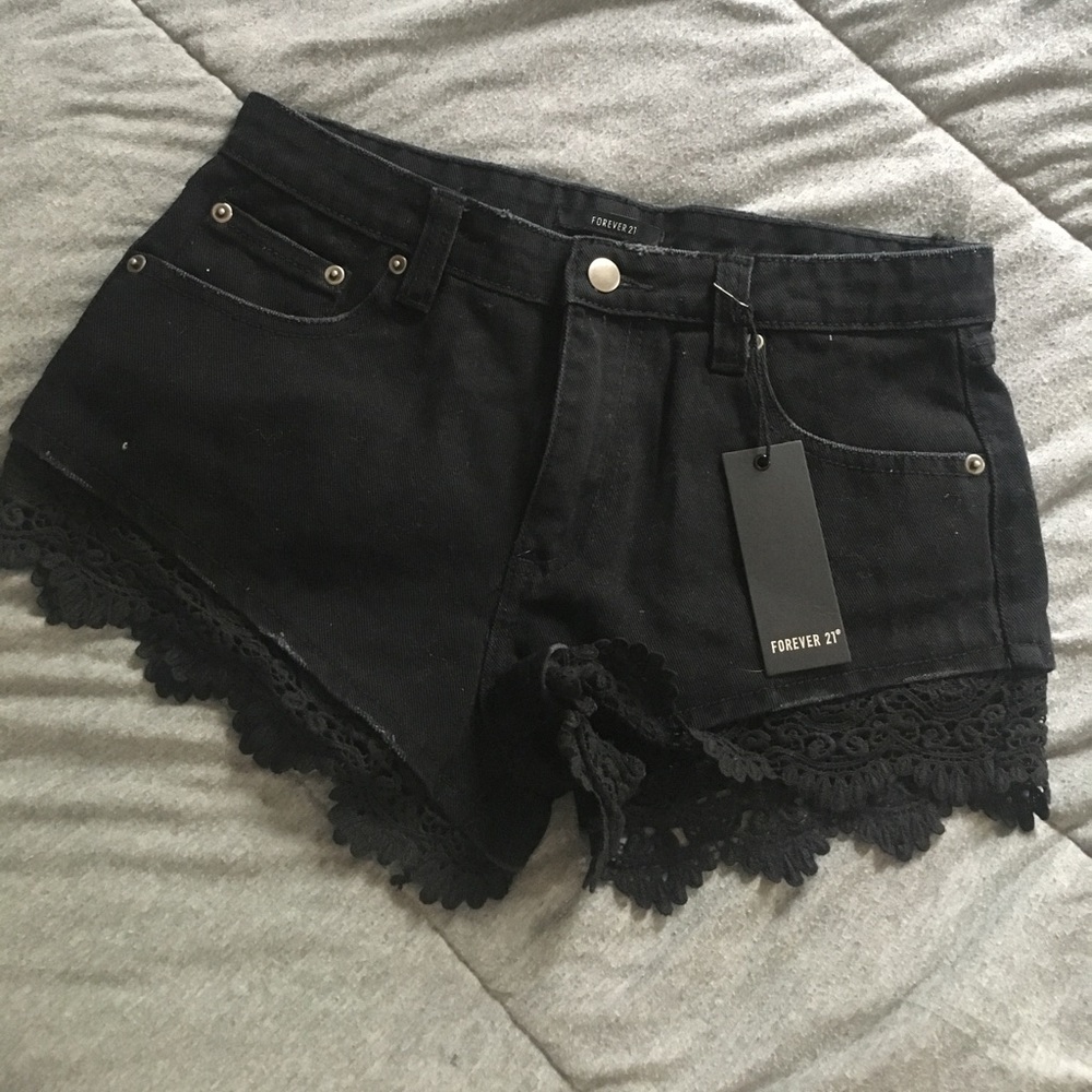 Crochet Denim Shorts