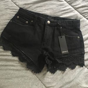 Crochet Denim Shorts