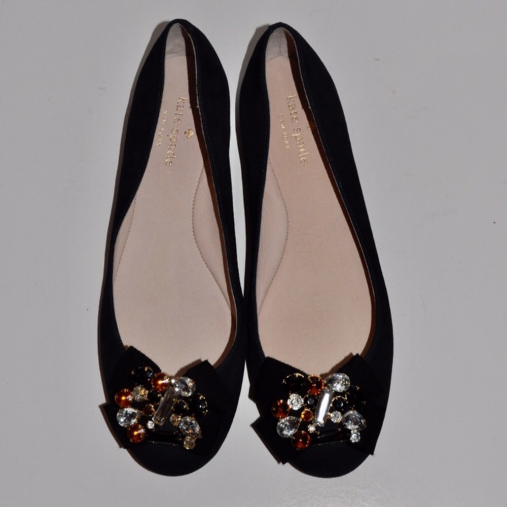 Kate Spade Textured Leather Embellished Flats