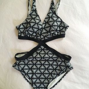 Black Geo Print Monokini from the Shade Store
