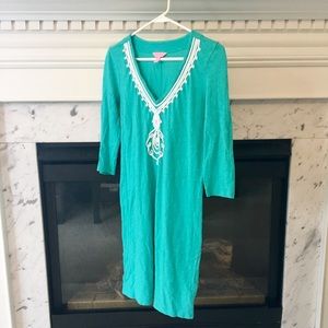 Lilly Pulitzer Turquoise V-Neck 3/4 Sleeve Dress
