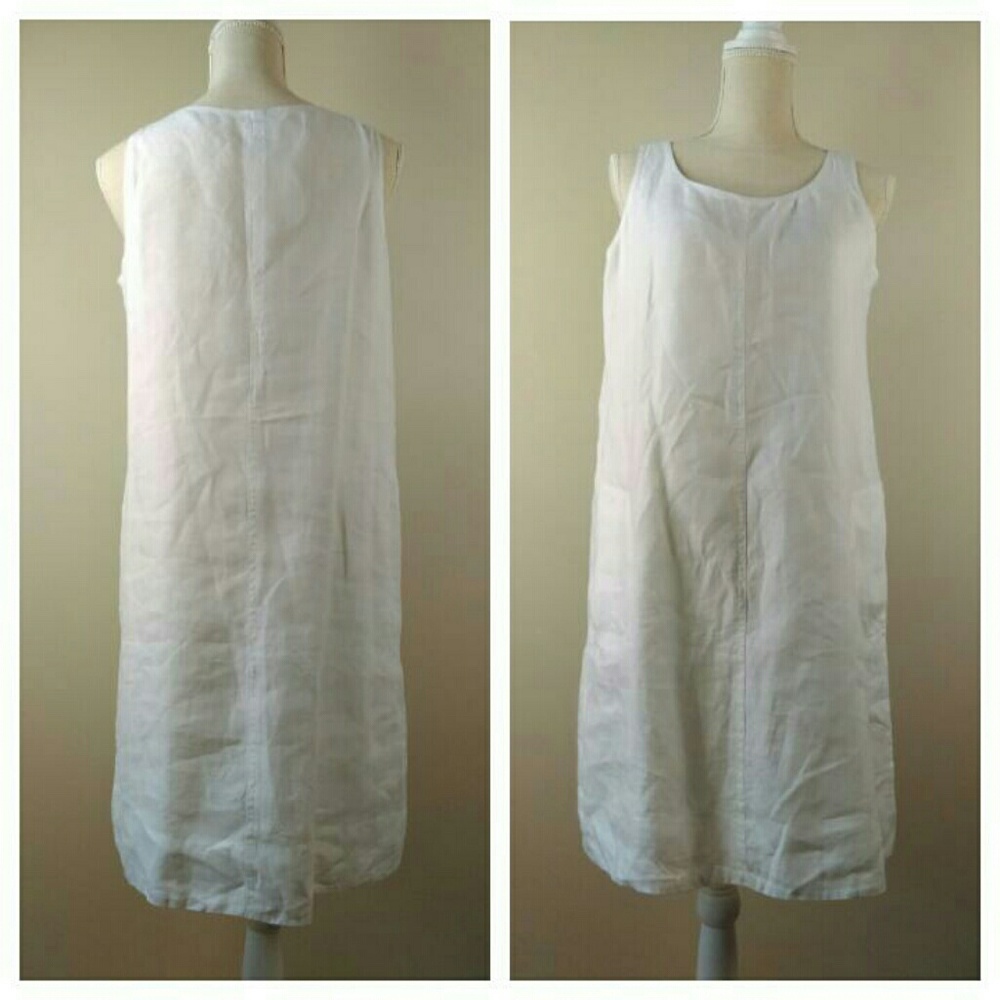 J.Jill A line Linen two Pockets White dress S