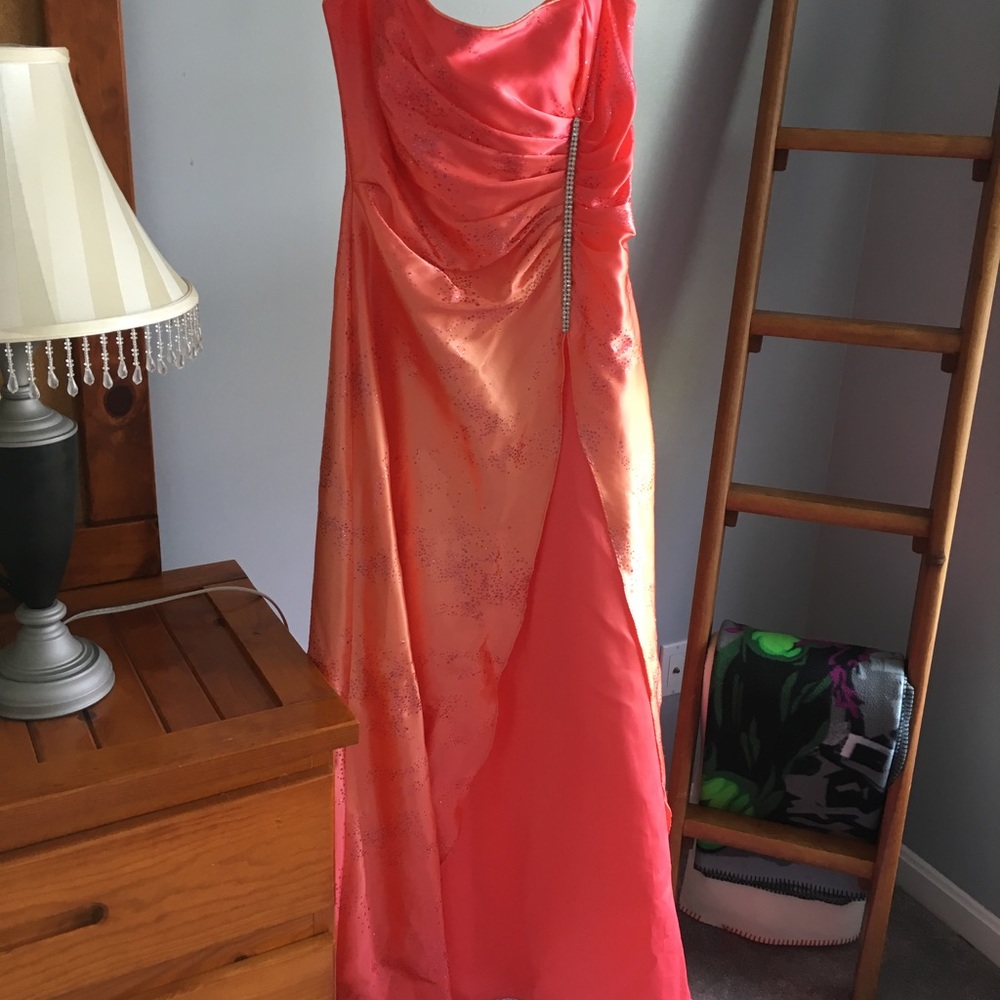 Orange sparkly formal dress