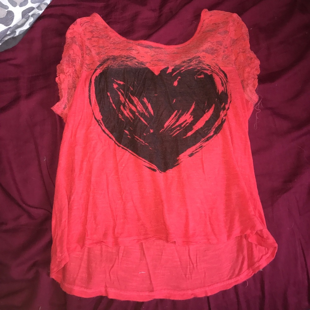 Red high-low crop top