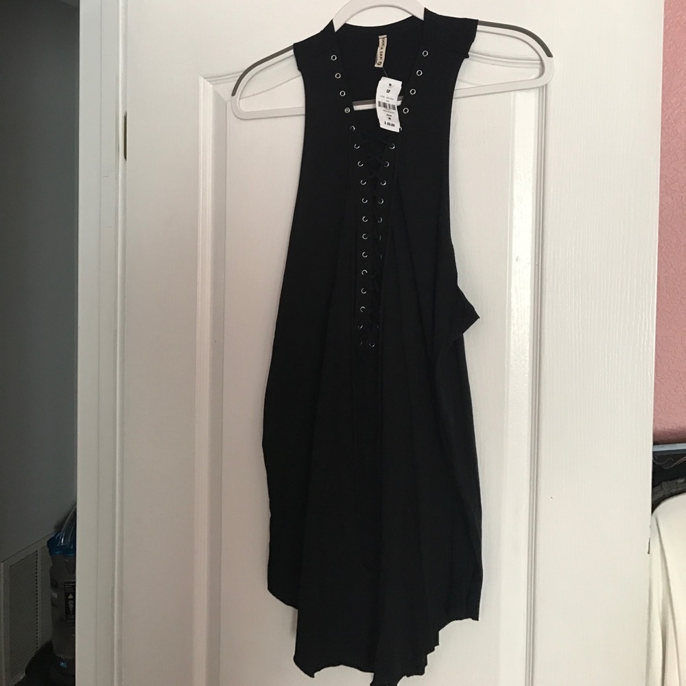 Lace up Black t-shirt dress