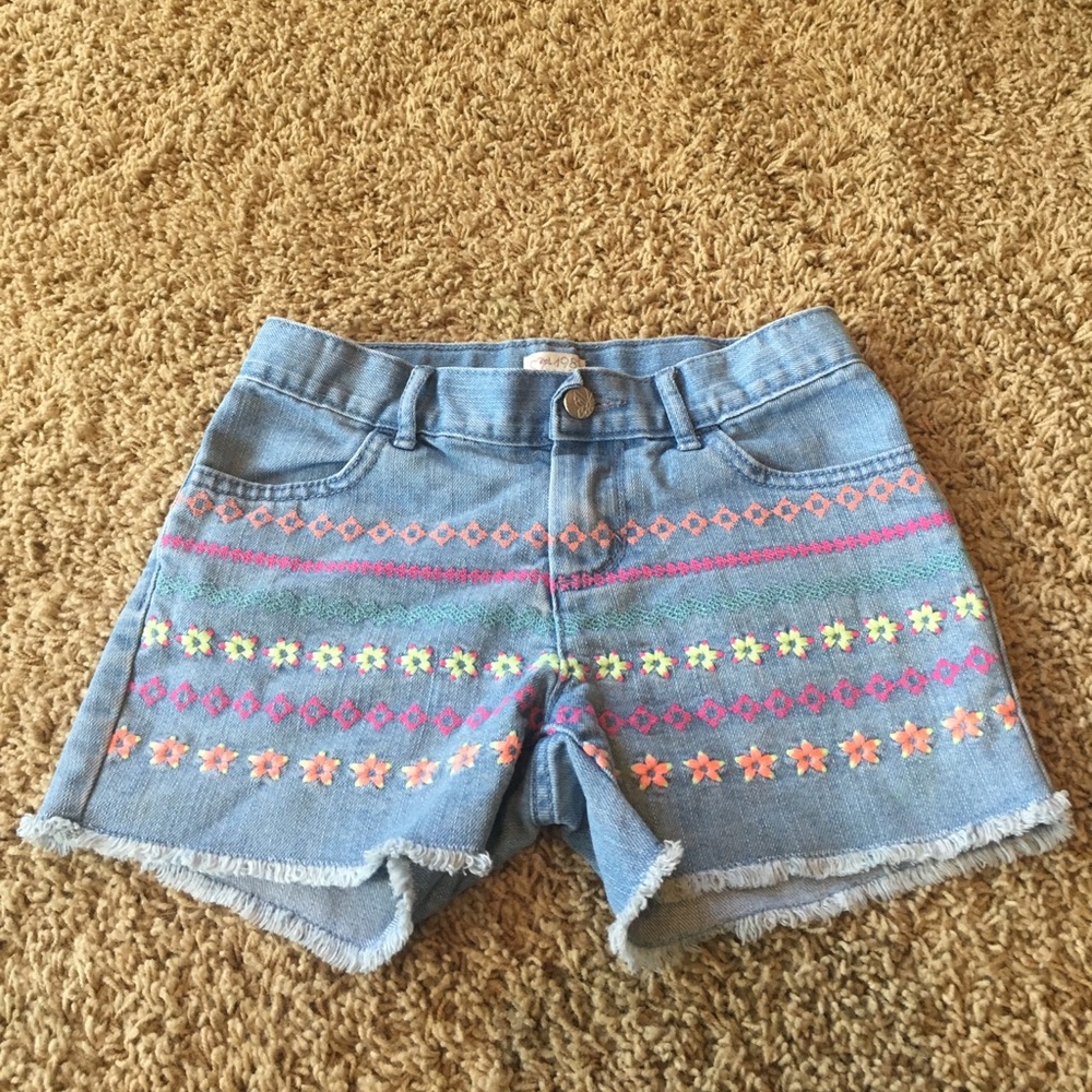 Embroidered Girls Denim Shorts