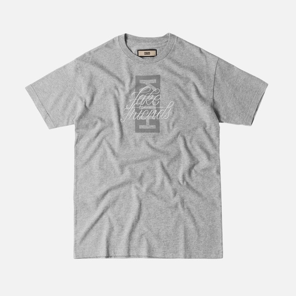 KITH FAKE FRIENDS SCRIPT TEEHEATHER GREY