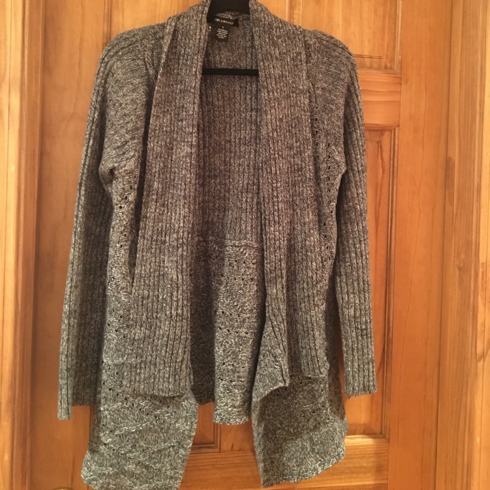 Gay and white knit cardigan by 89th and Madison