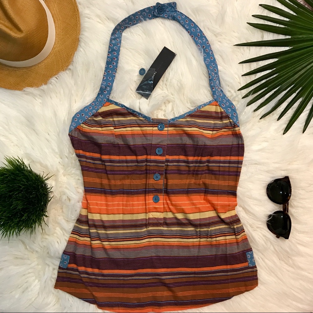 Marc Jacobs Chic Retro Floral & Striped Halter Top