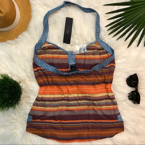 Marc Jacobs Chic Retro Floral & Striped Halter Top - Picture 2 of 4