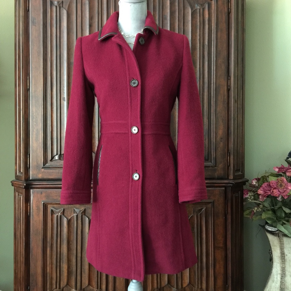 Coach coat, Mohair & Wool blend sz XS, Red Peacoat