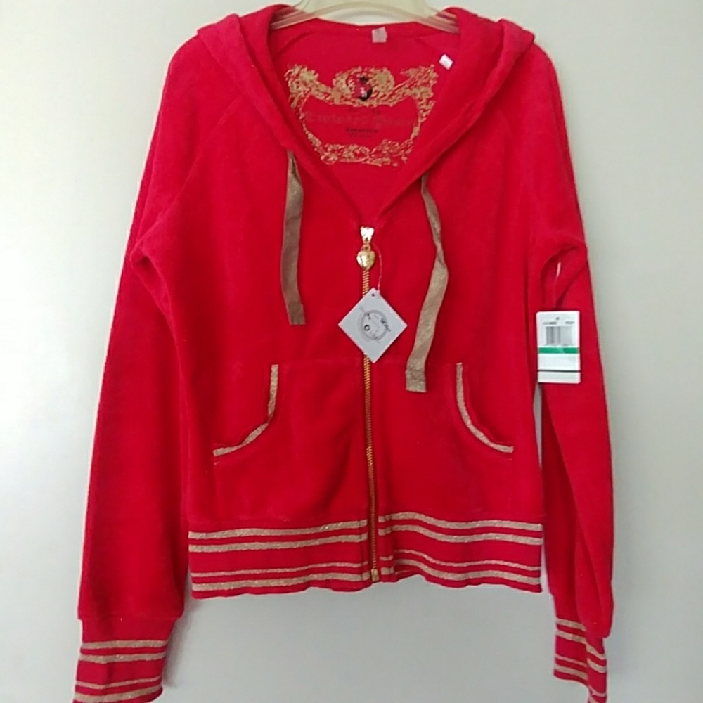 NWT TWISTED HEART ZIP UP HOODED JACKET SZ M