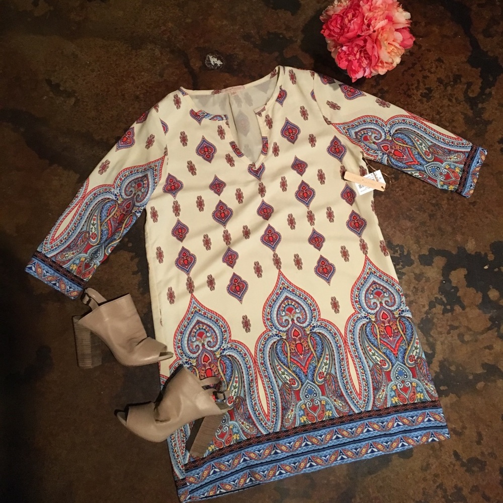 Gibson & Latimer 3/4 sleeve patterned dress