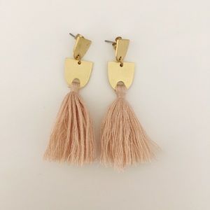 Millennial Pink and Gold Tassel Earring