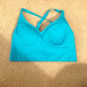 Blue padded sports bra