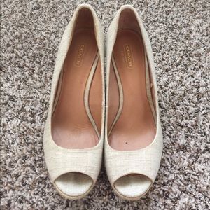 Coach peep toe wedge heels