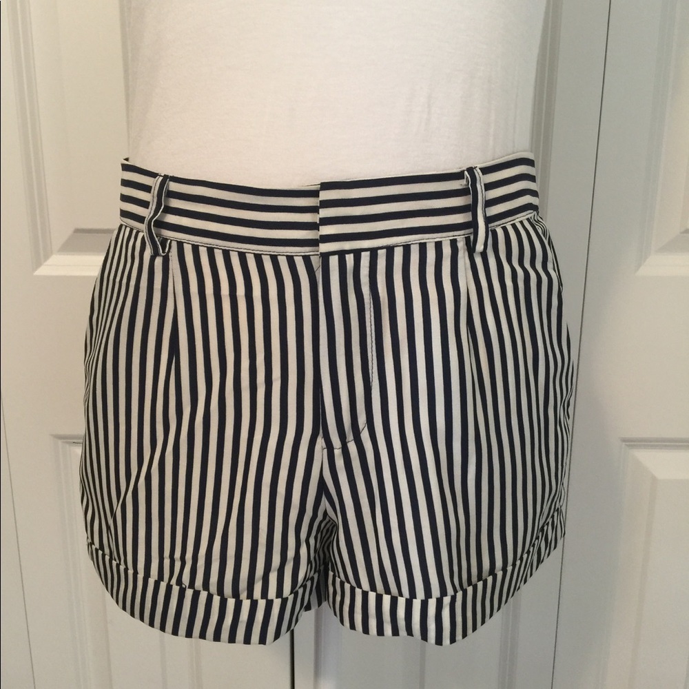 Blue and White Striped Shorts
