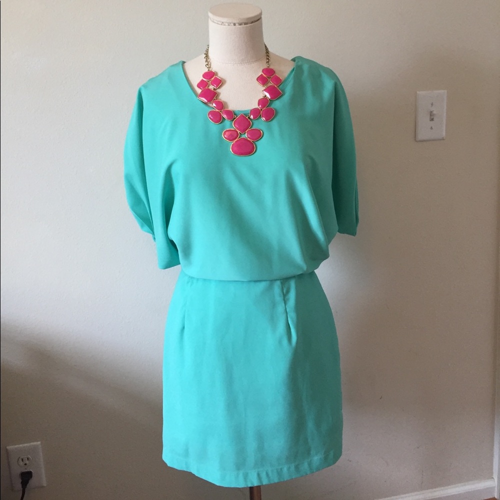 Aqua Dress With Open Back - image 1