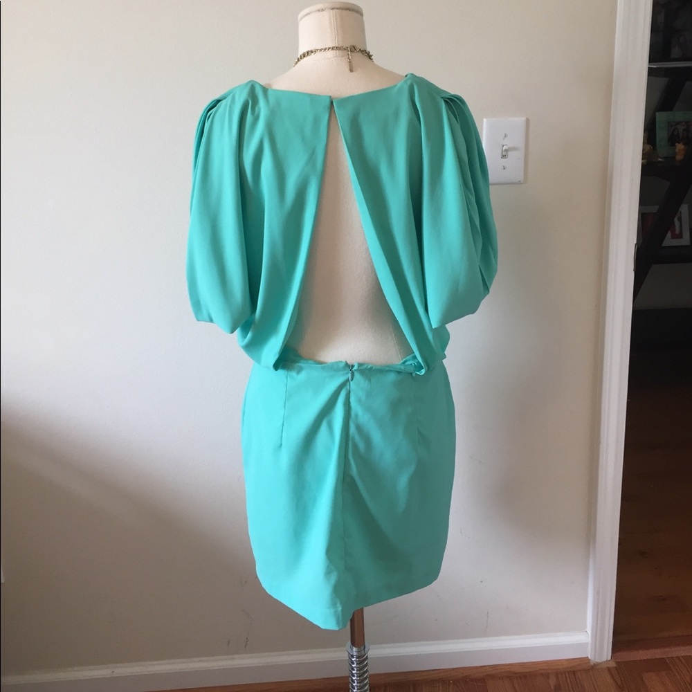 Aqua Dress With Open Back - image 3