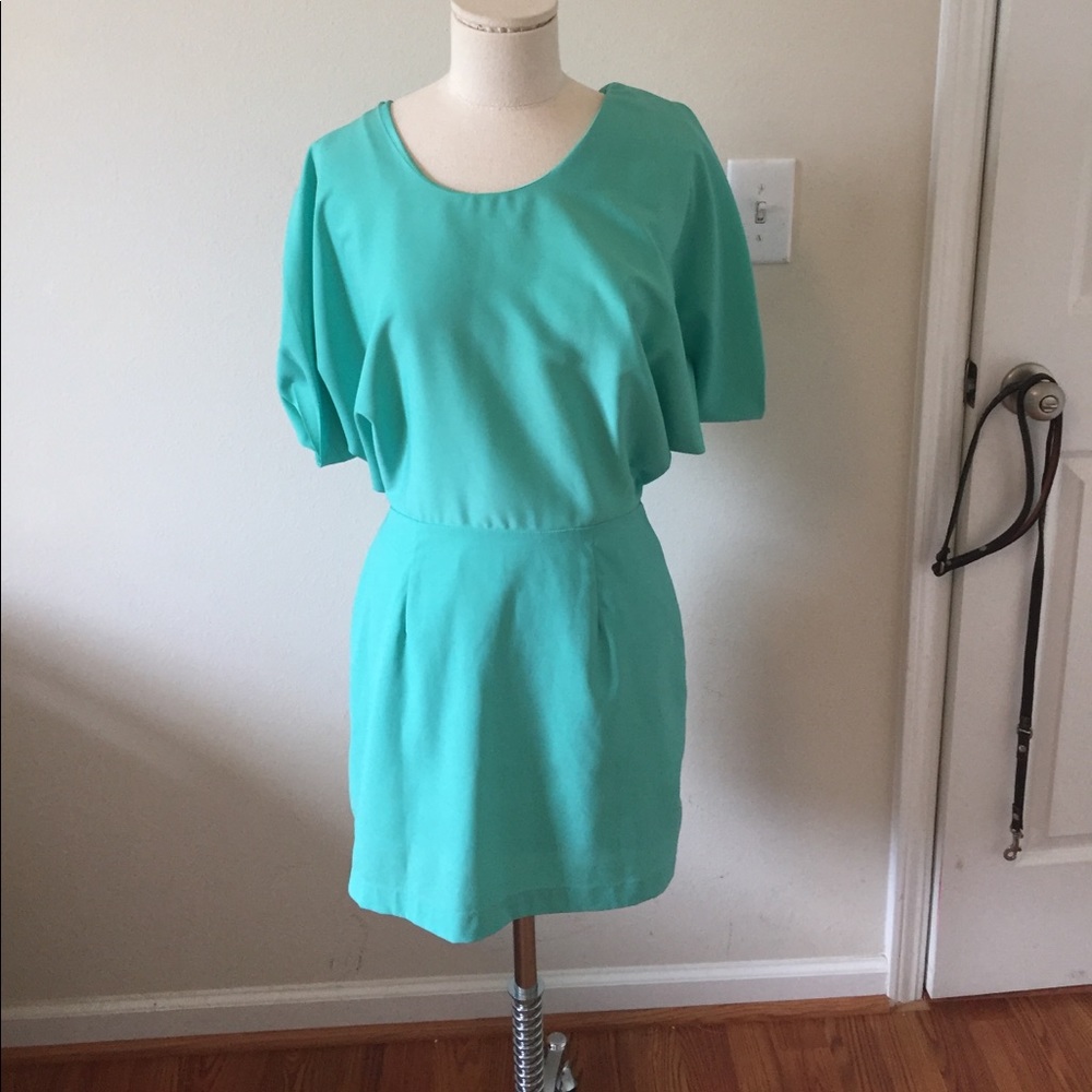Aqua Dress With Open Back - image 4