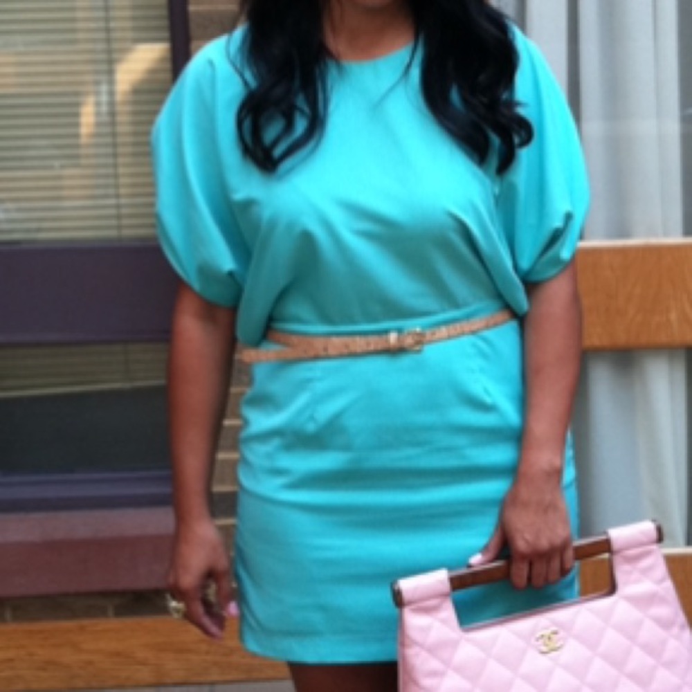 Aqua Dress With Open Back - image 2