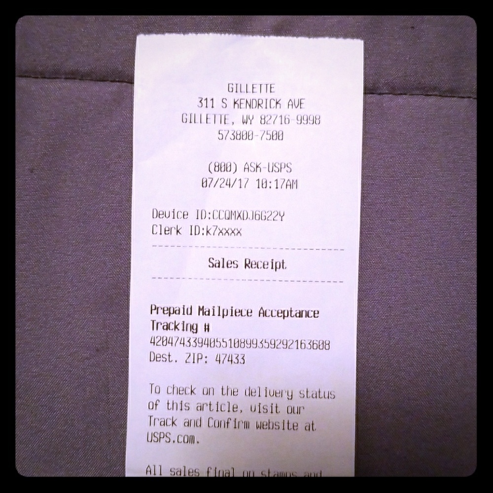 Proof Of Package Sent @smason25