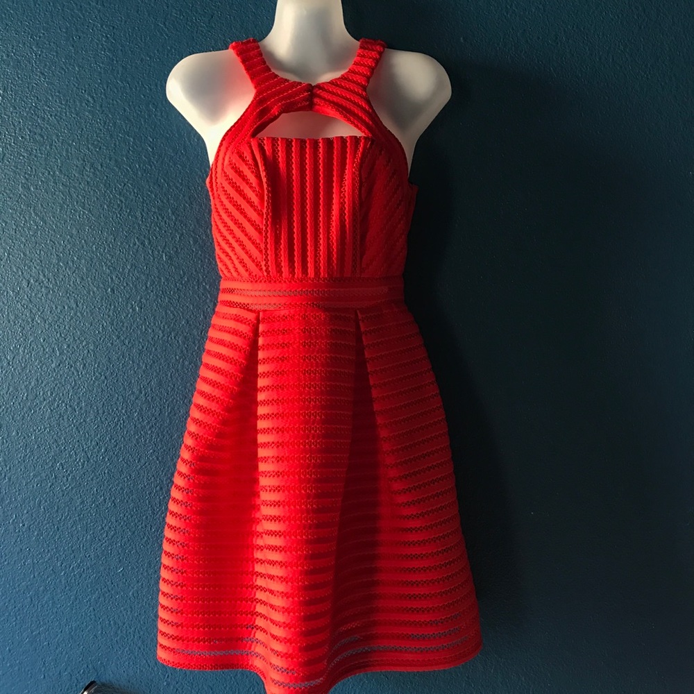 Red Cutout Dress with Pattern