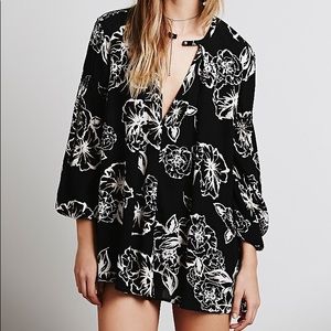 Free People Floral Foil Print Swing Tunic