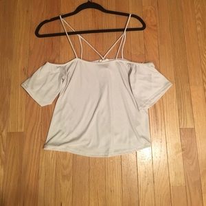 Beige mid sleeve tank top