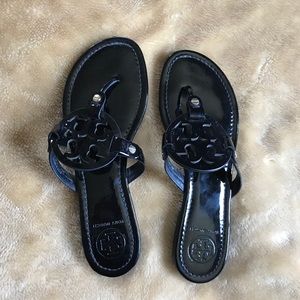 Tory Burch Miller sandals, Patent Black, Size 8