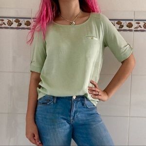 mint green silk and cotton blouse