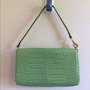 Kate Spade green crocodile embossed mini bag