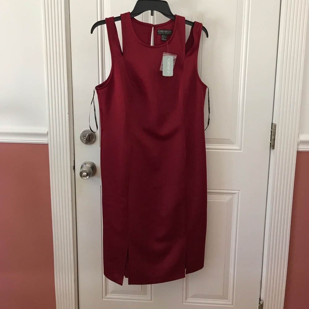 Red double strapped dress