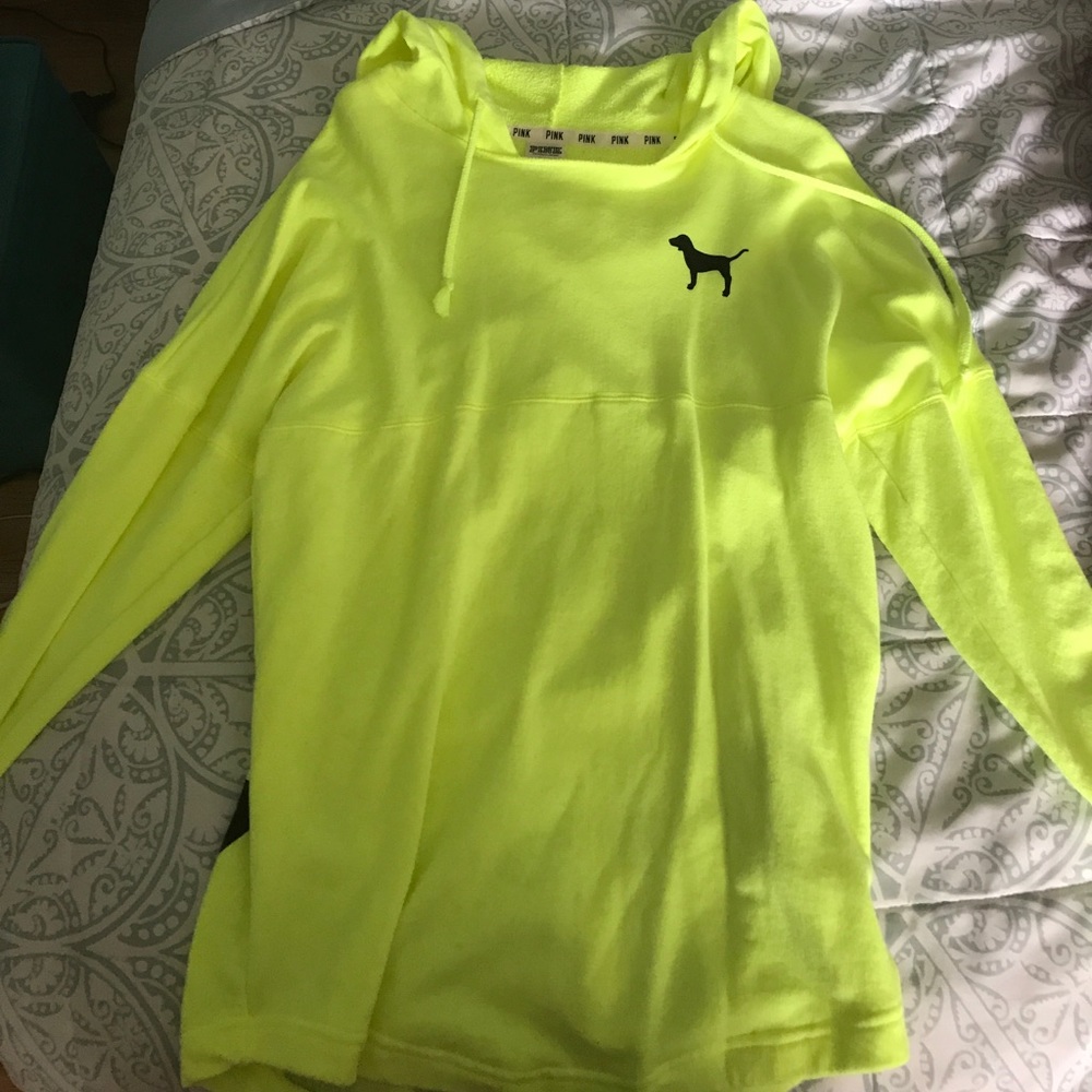 XS neon yellow Victoria's Secret pullover hoodie