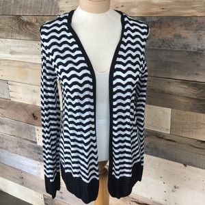 Loft black and white lightweight cardigan