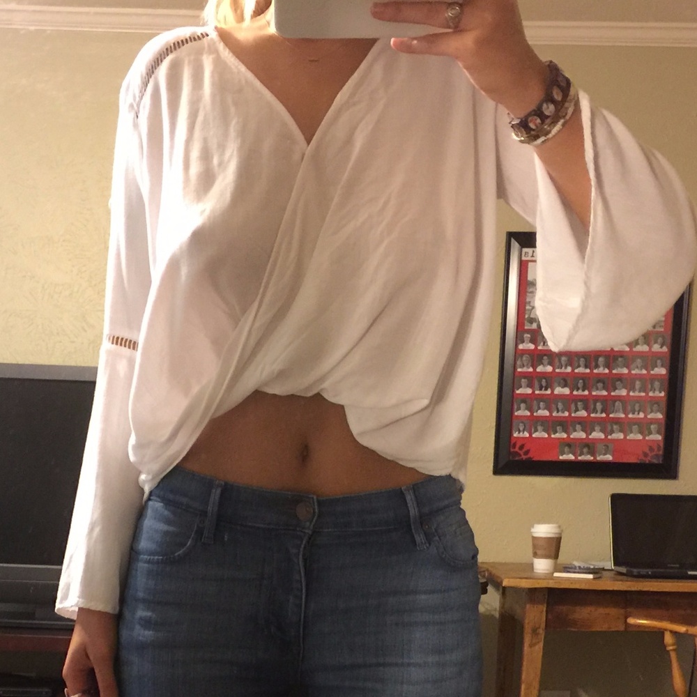 Nordstrom white crop blouse