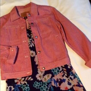 Vintage Ralph Lauren Red White Pinstripes Denim Jacket