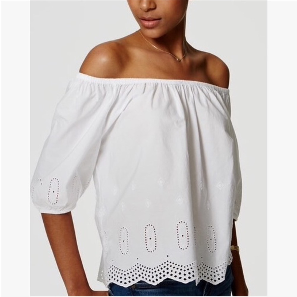 LOFT White Off-Shoulder Blouse sz XSP