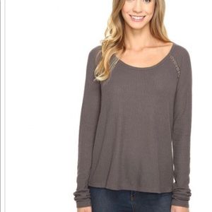 Lucky Brand Women's Lace Mixed Thermal Shirt