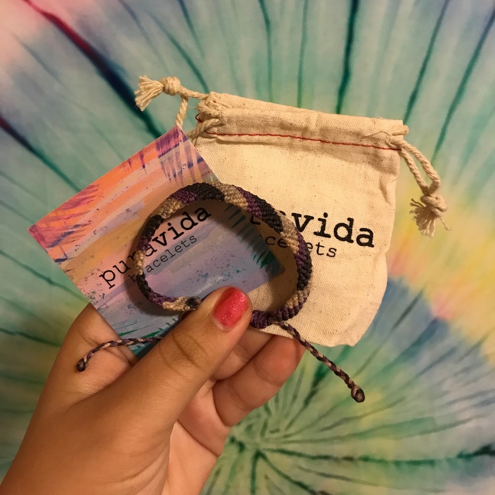 Pura Vida Flat Braided Purple Stripe Bracelet