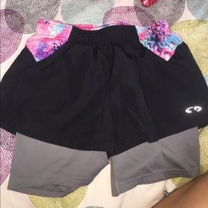 Colorful athletic shorts with built in spandex